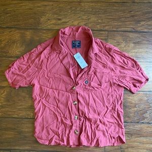Vacation Red Button up Shirt Size M Abercrombie & Fitch Medium